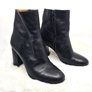 Joie black soft leather ankle heel zip up boots 38